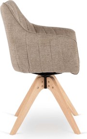 Krzesło Tapicerowane Obrotowe do Salonu LEMON Beżowe Nowoczesne Skandynawskie