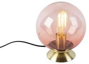 Lampa stołowa w stylu art deco z mosiądzu z różowym szkłem - Pallon Oswietlenie wewnetrzne
