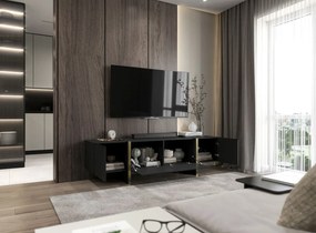 Szafka RTV GRANT 180cm czarny mat MEBLE LINDNER