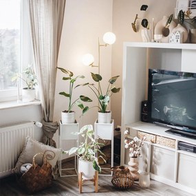 Inteligentna lampa stojąca złota z matowym szkłem w komplecie 2 Wi-Fi P45 - Pallon ArtDeco Oswietlenie wewnetrzne