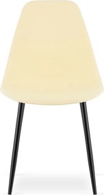 Kremowe krzesło metalowe na czarnych nogach C7-L92