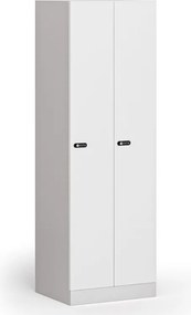 Szafka ubraniowa S1, 2-drzwiowa, 1850 x 600 x 500 mm, zamek mechaniczny na kod, drzwi laminowane, biała