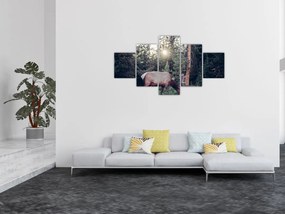 Obraz - Łoś na polanie (125x70 cm)
