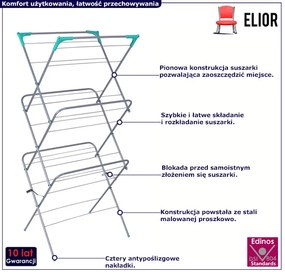 Pionowa suszarka na pranie składana - Eksa