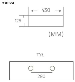 Umywalka nablatowa / wisząca kwadratowa biała z otworem i z półką na mydło 42 x 42 cm SANYA z cienkim rantem typu Slim