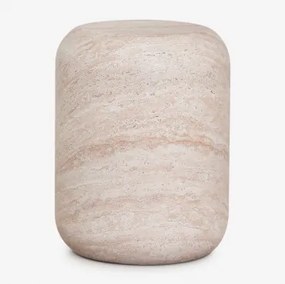 Stolik Pomocniczy Okrągły Ø35 Cm Z Cementu Fonelas Look Travertino - Sklum
