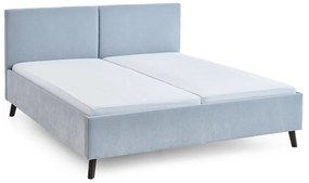 Jasnoniebieskie tapicerowane łóżko dwuosobowe ze stelażem 160x200 cm Piano – Meise Möbel