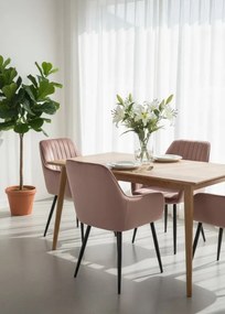 Różowe tapicerowane krzesło welurem z podłokietnikami T8-M13