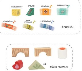 Classic world drewniane klocki sensoryczne 7 funkcji układanka multifunkcyjna kształty dźwięk montessori 14 el.