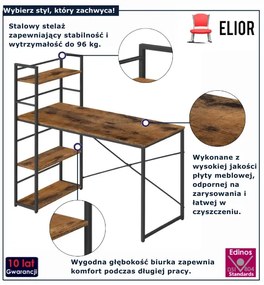 Biurko do pracy rustykalny brąz + czarny H1-Z79