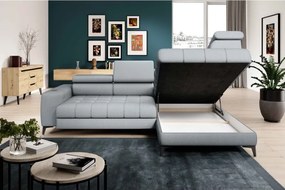 Narożnik BAGGIO Prawostronny z funkcją spania, wolnostojący tkanina LETTO 80 Jasnoszary WERSAL