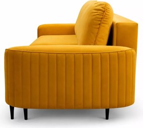 Rous – elegancka kanapa z ozdobnymi przeszyciami, funkcją spania i pojemnikiem na pościel