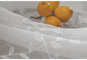 Biała zasłona VINTORA ze wzorem liści 140x250 cm Zawieszanie: Taśma z wiązaniami