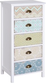 HOMCOM Komoda nowoczesna z 5 szufladami wielokolorowa 46x34x975 cm do salonu sypialni | Aosom PL