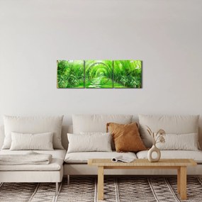 Obraz - Widok na tropikalny ogród (z zegarem) (90x30 cm)
