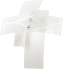 Frida - 2-punktowa lampa ścienna E14 ze szkła satynowego białego - chromowana rama, nowoczesny wzór krzyża, IP20, maks. 2 x 42 W, bez żarówek