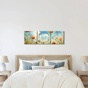 Obraz - Motyle na letniej łące (z zegarem) (90x30 cm)