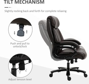 Vinsetto Fotel biurowy obrotowy z regulacją wysokości funkcja przechylania skóra PU brązowy | Aosom PL