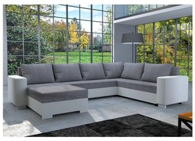 Tapicerowany uniwersalny narożnik rozkładany w układzie U YORK biały/szary