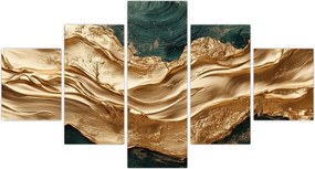 Obraz - Zielona abstrakcja ze złotem II. (125x70 cm)