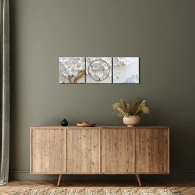 Obraz – Eleganckie drzewo życia 3D (z zegarem) (90x30 cm)