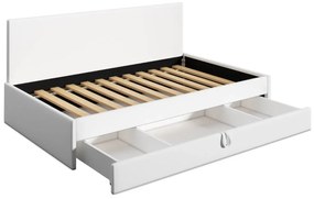 Łóżko młodzieżowe SORA 2 90x200 różowe z tapicerowanym panelem i szufladą MKPOL