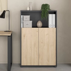 Dwudrzwiowa komoda biurowa Sign jackson hickory/szary mat