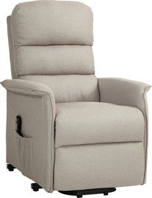 HOMCOM Fotel relax z elektryczną pomocą wstania, regulowalne oparcie/podnóżek, do 120 kg, 66 x 90 x 96 cm, Kolor beżowy