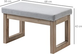 HOMCOM Podnóżek, pufa z wykończeniem imitującym len, siedzisko na drewnianych nogach