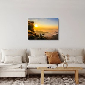 Obraz na szkle doliny w porannej mgle (70x50 cm)