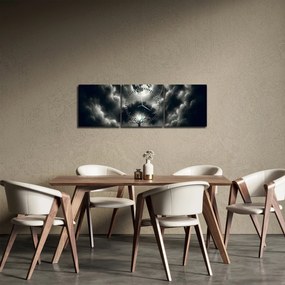 Obraz – Czarno-białe drzewo w pełni księżyca (z zegarem) (90x30 cm)
