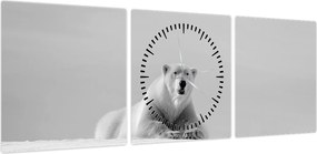 Obraz - Niedźwiedź polarny (z zegarem) (90x30 cm)