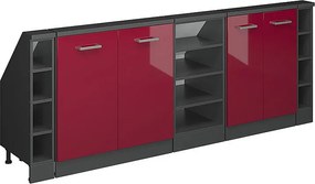 Szafka kuchenna na dach skośny czerwony połysk 210x46x81.6 r-line