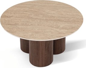 Stolik Kawowy CARTAGENA 80 cm Trawertyn/Orzech Nowoczesny