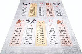 Szaro-kolorowy dywan edukacyjny z tabliczką mnożenia F5-D14