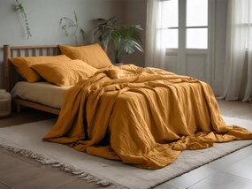 PrzytulneMieszkanie.pl PrzytulneMieszkanie.pl Pościel muślinowa MUSSARI musztardowa Rozmiar pościeli: 70 x 90 cm | 140 x 200 cm