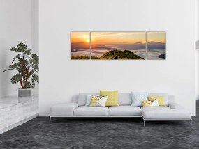 Obraz góry o zachodzie słońca (170x50 cm)