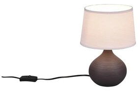 Ciemnobrązowa lampa stołowa z ceramiki i tkaniny Trio Martin, wys. 29 cm