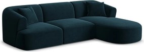 Morski aksamitny narożnik (prawostronny/z szezlongiem) Campi – Cosmopolitan Design