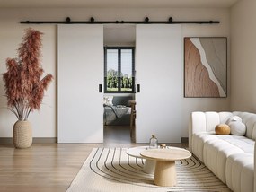 Drzwi przesuwne naścienne podwójne - 2 x wys. 205 x szer. 93 cm - MDF + białe PCV - VARIN II