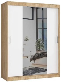 Skandynawska szafa z lustrem dąb sonoma + biały R0-D96