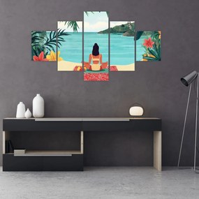 Obraz - Joginka na plaży (125x70 cm)