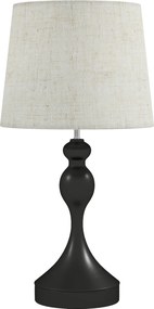 HOMCOM Lampa stołowa LED z 3 temperaturami barwowymi, lampka nocna z portami ładowania USB A+C, lniany abażur, czarna