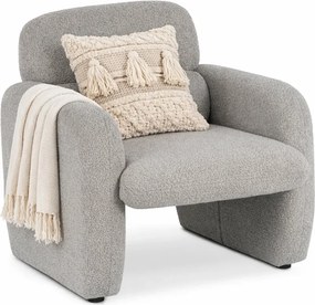 Szary fotel tapicerowany tkaniną boucle L9-W55