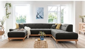 Ciemnoszara rozkładana sofa w kształcie litery "U" Miuform Dazzling Daisy, prawostronna