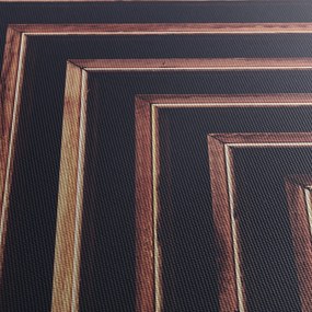 Obraz drewnianego motywu na czarnym tle (z zegarem) (90x30 cm)