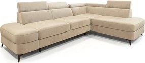 Masseno Narożnik AVISE z funkcją spania i pojemnikiem na pościel Narozniki L, Rozkładana sofa - Kremowy, MONOLITH 04