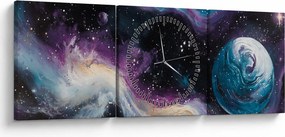 Obraz - Malowany wszechświat (z zegarem) (90x30 cm)