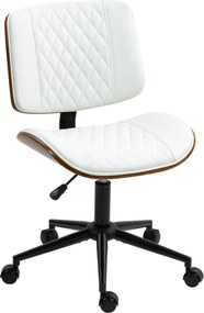 HOMCOM Regulowane krzesło biurowe z pikowaniem w romby, obrotowe 52 x 53 x 80-90 cm, białe