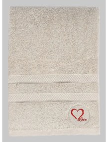 Beżowy bawełniany ręcznik kąpielowy frotte 70x140 cm Love – Foutastic